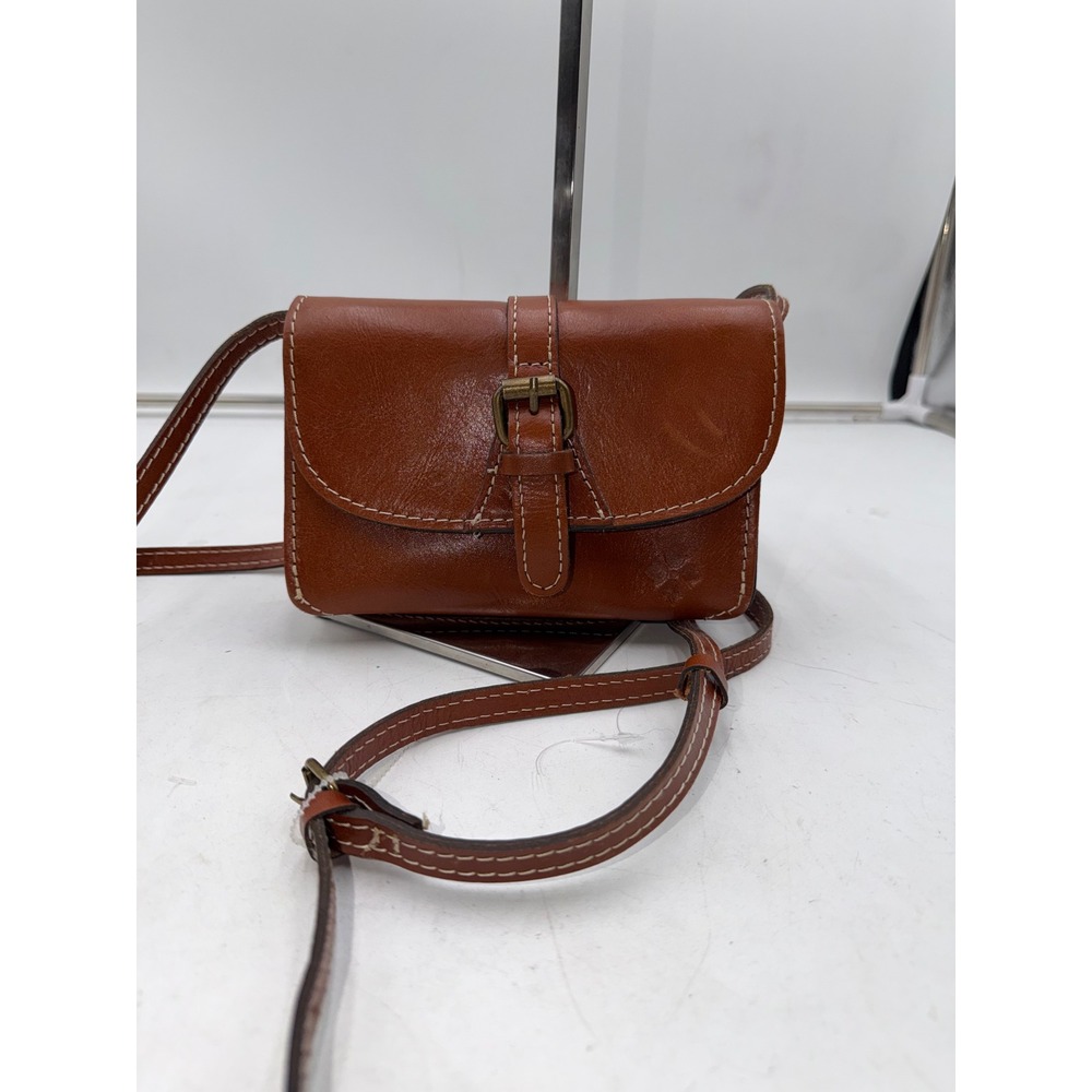 Patricia Nash Tan Leather Crossbody Bag Buckle Flap Small Messenger